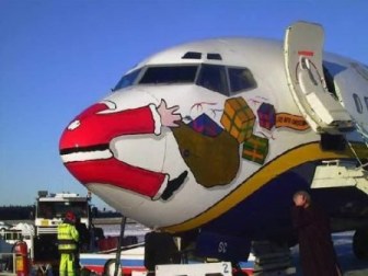 Santa on airplane nose